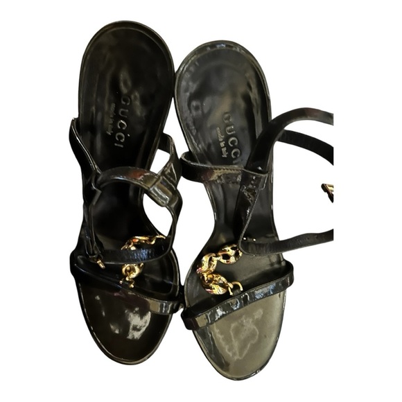 EUC GUCCI Sand Pelle Vernice Soft Metal Sandal - Picture 4 of 5